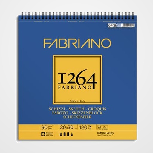 BLOC DE DIBUJO FABRIANO 1264 ESBOZO CON ESPIRAL LISO GRANO NATURAL 300x300 mm  90g 120h