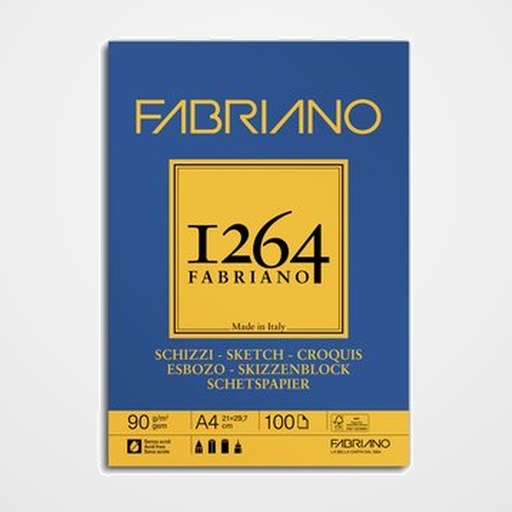 BLOC DE DIBUJO FABRIANO 1264 ESBOZO ENCOLADO GRANO NATURAL A4 90g 100h