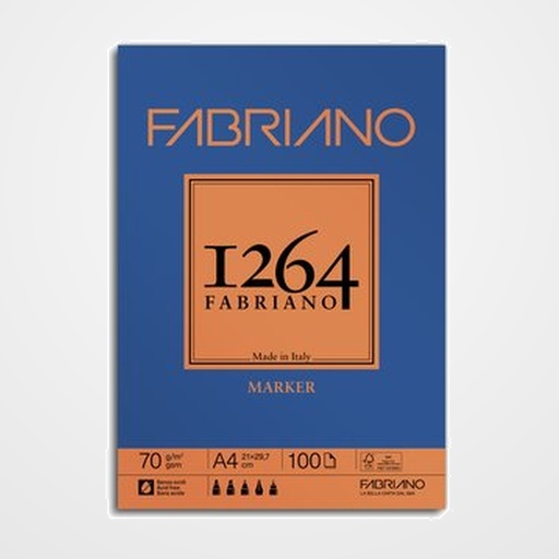 BLOC DE DIBUJO FABRIANO 1264 MARKER ENCOLADO LISO A4 70g 100h