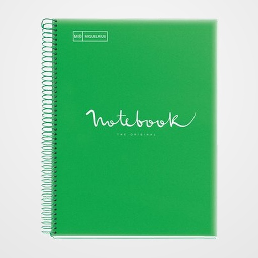BLOC MIQUELRIUS EMOTIONS NOTEBOOK 1 micro.tapa PP A4 80h 90g CUADRIC.5x5 VERDE