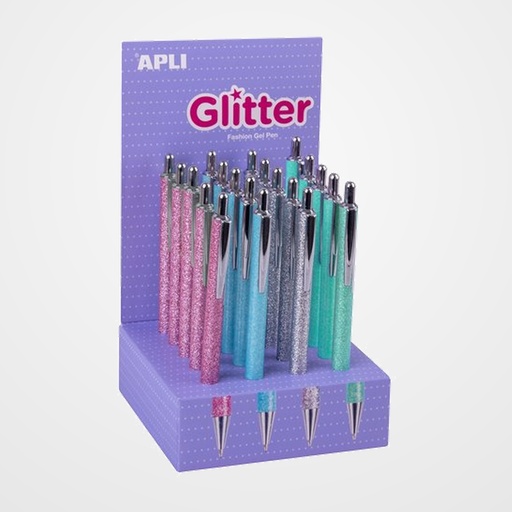 BOLIGRAFO APLI GLITTER COLLECTION EXPOSITOR DE 20
