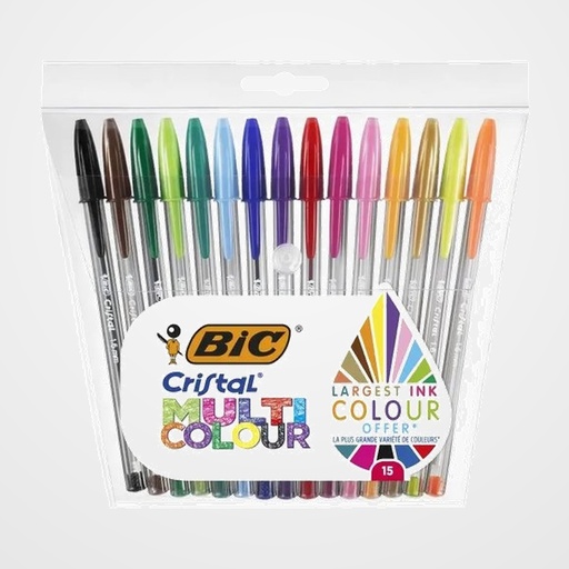 BOLIGRAFO BIC CRISTAL MULTICOLOR SURTIDO BOLSA de 15