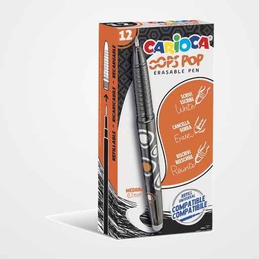 BOLIGRAFO BORRABLE CARIOCA OOPS POP NEGRO CAJA DE 12