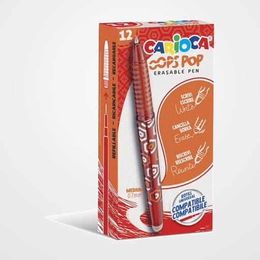 BOLIGRAFO BORRABLE CARIOCA OOPS POP ROJO CAJA DE 12