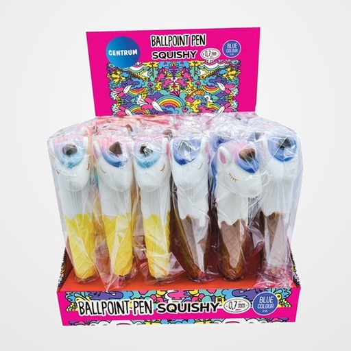 BOLIGRAFO CENTRUM FANCY SQUISHY UNICORN EXPOSITOR DE 24 (tinta azul)