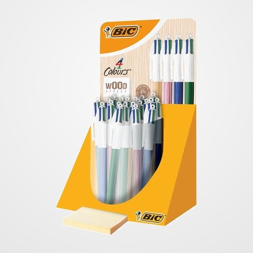 BOLIGRAFO de 4 COLORES BIC WOOD EXPOSITOR de 30