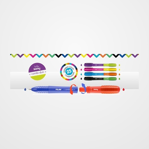 BOLIGRAFO MILAN SWAY COMBI DUO SURTIDO EXPOSITOR de 50 Puntas intercambiables (5 Boligrafos x 10 Colores)