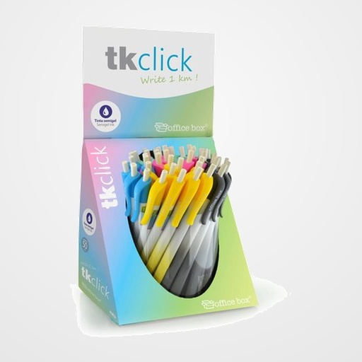 BOLIGRAFO OFFICE BOX TK CLICK EXPOSITOR de 50 (5 col.) (tinta azul)