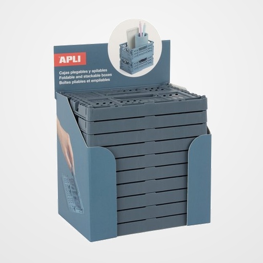 CAJA ALMACENAMIENTO APLI PLEGABLES Y APILABLES MONOCOLOR AZUL REY EXPOSITOR de 10