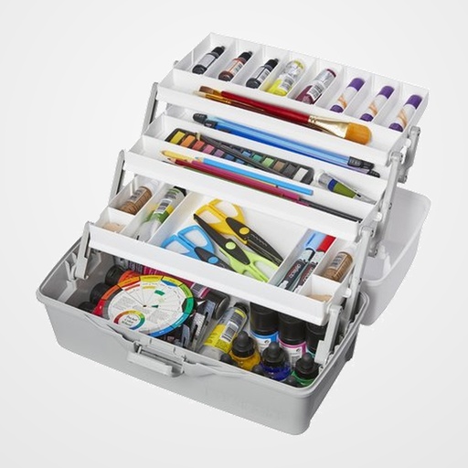 CAJA ALMACENAMIENTO DEFLECTO CON ASA 3 BANDEJAS (ESPECIAL MANUALIDADES)