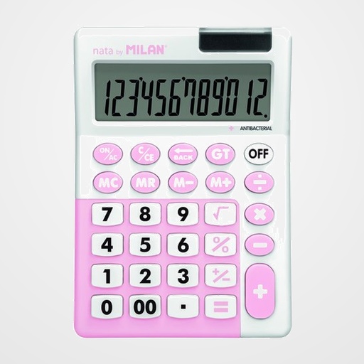 CALCULADORA SOBREMESA MILAN 12 DIGITOS ANTIBACTERIANA ROSA BLISTER de 1