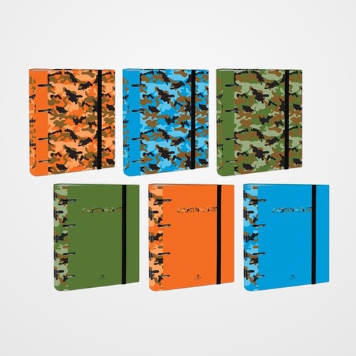 CARPEBLOC MARIOLA A4 4 an.MIXTAS 40 mm SIN RECAMBIO SERIE COLE CAMUFLAJE  EXPOSITOR DE 12
