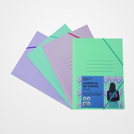 CARPETA de GOMAS y SOLAPAS FABRISA CARTON Fº SURTIDO PASTEL