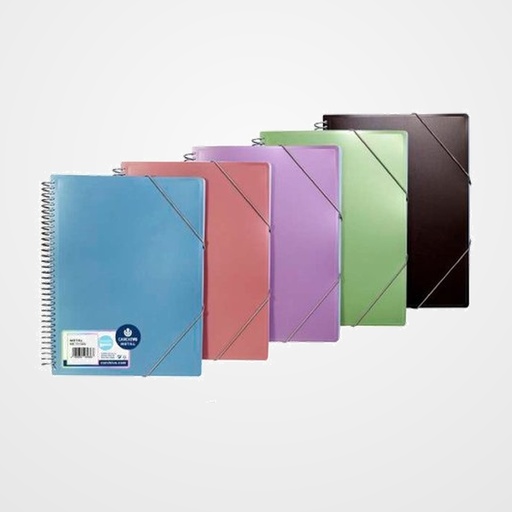 CARPETA FUNDAS (TARIFARIO) CARCHIVO METAL PP ARCHIVEX A4  40 F. SURTIDO (5 col.)