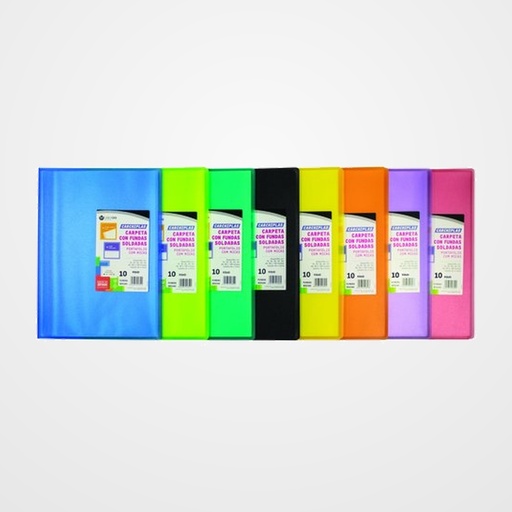 CARPETA FUNDAS (TARIFARIO) CARCHIVO PP CARCHIPLAS-BOOK FLEXIBLE Fº  10 F. SURTIDO