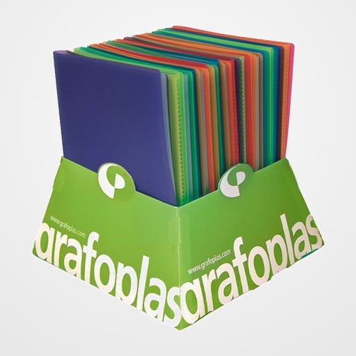 CARPETA FUNDAS (TARIFARIO) GRAFOPLAS PP FLEXIBLE POLIPLAS TRANS. Fº EXPOSITOR de 20 (3 de 10 - 6 de 20 - 5 de 30 - 3 de 40 - 3 de 50)