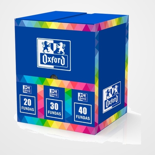 CARPETA FUNDAS (TARIFARIO) OXFORD LIVE&GO ESPIRAL PP A4 SURTIDO EXPOSITOR DE 20 4x 20F VIVOS 4x 20F PASTEL 4x 30F VIVOS 4x 30F PASTEL 2x 40F VIVOS 2x 40F PASTEL