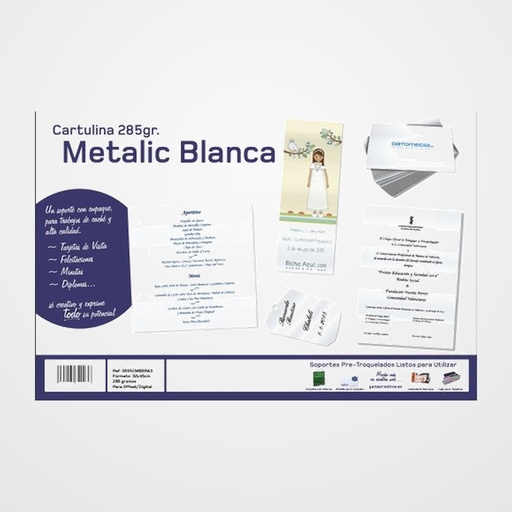 CARTULINA METALIZADA 32x45 cm YOSAN  285g BLANCO IRIDISCENTE