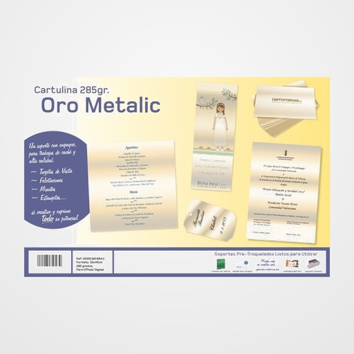 CARTULINA METALIZADA 32x45 cm YOSAN  285g ORO  BRILLO