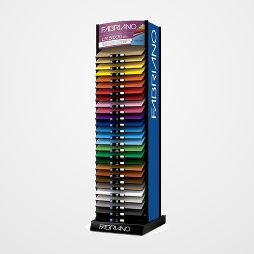 CARTULINA 50x70 cm FABRIANO 220g LISO/RUGOSO EXPOSITOR+CONTENIDO 2700 uds (100x27 colores)