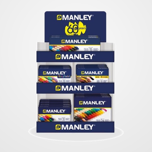 CERAS MANLEY ESTUCHE SURTIDO EXPOSITOR DE 40 10x MNC00033 ESTUCHE DE 10 UD. 10x MNC00055 ESTUCHE DE 15 UD. 10x MNC00066 ESTUCHE DE 24 UD. 5x MNC00044 ESTUCHE FLUO+PASTEL 10 UD. 5x MNC00045 COLORES PIEL 10 UD. REGALO SIN CARGO