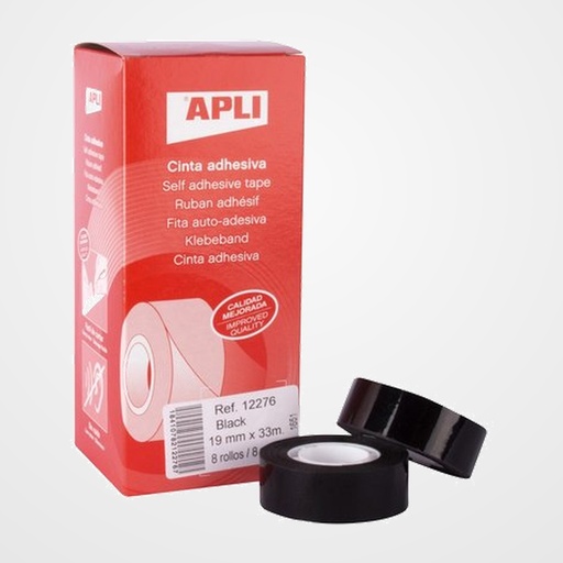 CINTA ADHESIVA APLI NEGRA  rollo 33x19