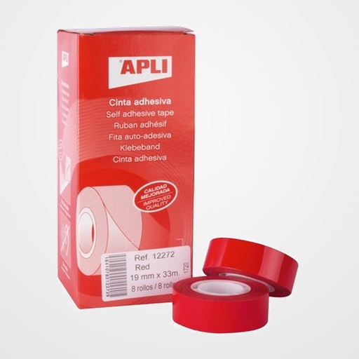 CINTA ADHESIVA APLI ROJA rollo 33x19