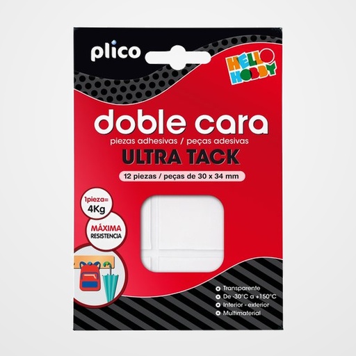 CINTA ADHESIVA DOBLE CARA PLICO PIEZAS PRECORTADAS 30x34 ULTRA TACK