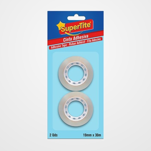 CINTA ADHESIVA SUPERTITE TRANSPARENTE rollo 30x19 BLISTER DE 2