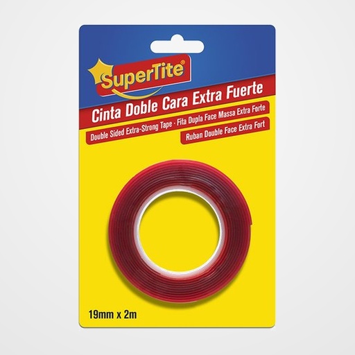 CINTA DOBLE CARA SUPERTITE rollo 2m x 19mm FUERTE