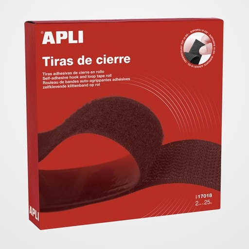 CINTA VELCRO APLI ADHESIVA 2cm x 25m NEGRO