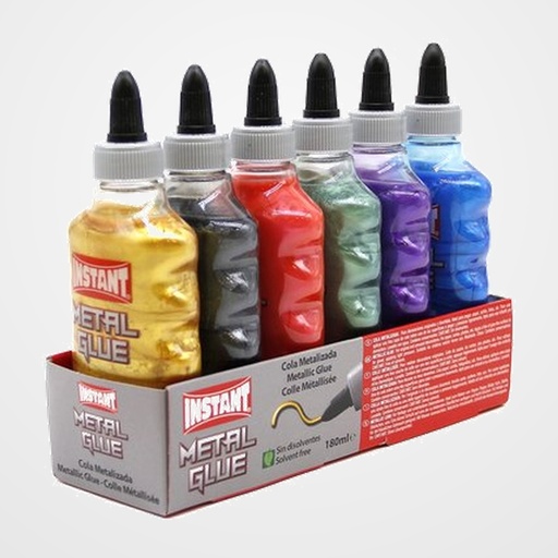 COLA METAL GLUE COLOR INSTANT SURTIDO 180 ml EXPOSITOR DE 6