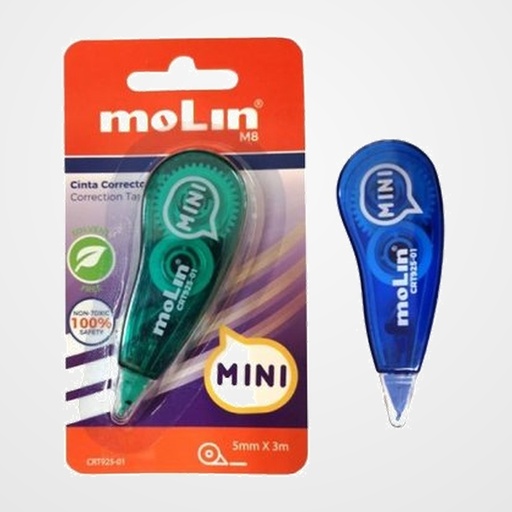 CORRECTOR CINTA MOLIN 5 mm x 3 m MINI COLORES SURTIDOS BLISTER DE 1
