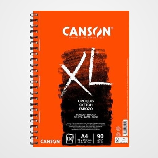 CUADERNO DE DIBUJO CANSON XL CROQUIS CON ESPIRAL GRANO FINO A4 120g 98h