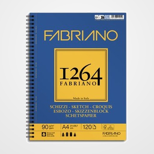 CUADERNO DE DIBUJO FABRIANO ESBOZO CON ESPIRAL GRANO NATURAL A4 90g 120h