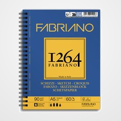 CUADERNO DE DIBUJO FABRIANO ESBOZO CON ESPIRAL GRANO NATURAL A5 90g 60h