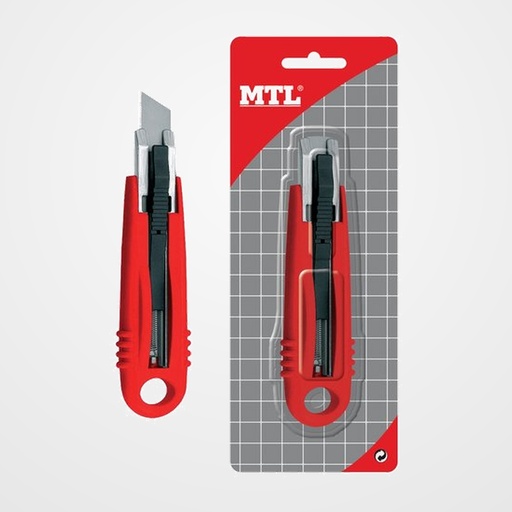 CUTER MTL de SEGURIDAD 18 mm. RETRACTIL con GUIA METALICA
