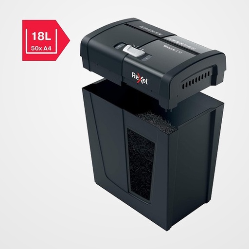 DESTRUCTORA REXEL SECURE X10 NEGRO (10h PARTIC.) Nv.seg.4 - particula 4x40mm dep.18L