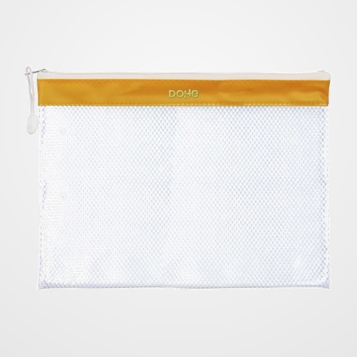 DOSIER SOBRE DOHE CREMALLERA A4 PVC BLANCO/AMARILLO