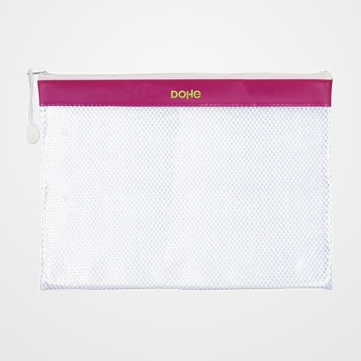 DOSIER SOBRE DOHE CREMALLERA A4 PVC BLANCO/ROSA