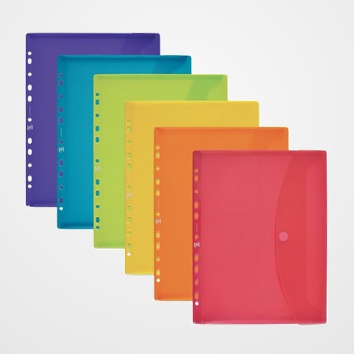 DOSIER SOBRE OXFORD PP TRANSLUCIDO VELCRO A4 MULTITALADRO SURTIDO (6 colores)