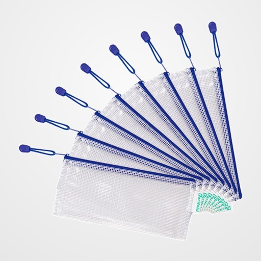 DOSIER SOBRE TARIFOLD CREMALLERA PVC 250x130 mm AZUL PACK de 8