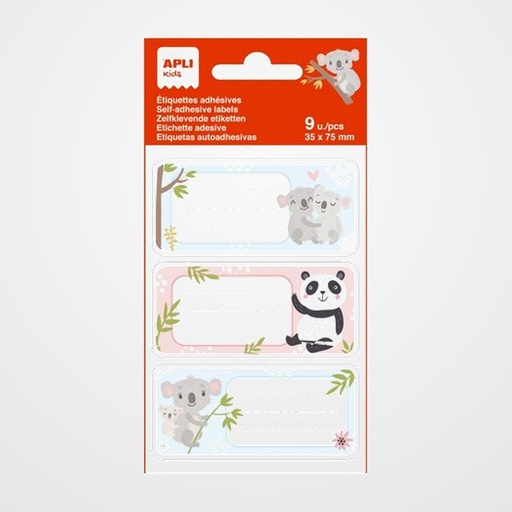 ETIQUETA ESCOLAR APLI 75x35 KOALAS BLISTER DE 9