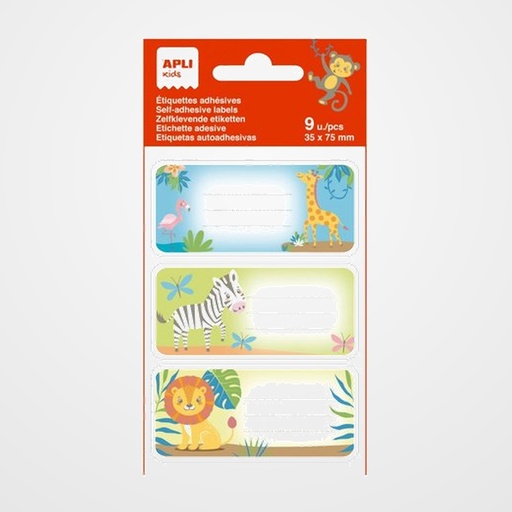 ETIQUETA ESCOLAR APLI 75x35 SAVANA BLISTER DE 9