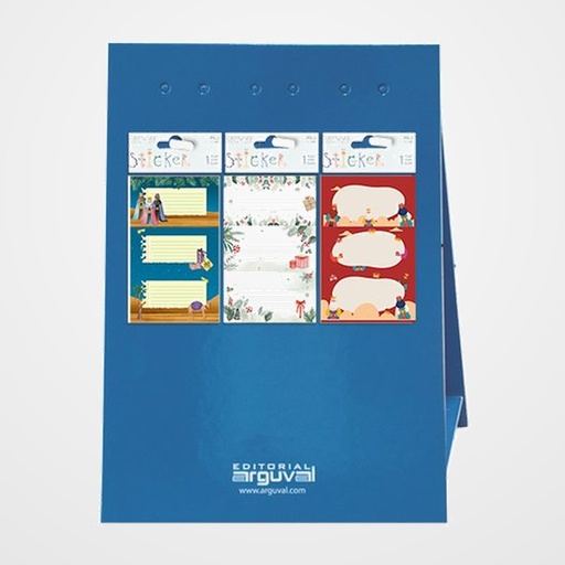 ETIQUETAS REGALO ADH. BLISTER 9 uds. 86x44 NAVIDAD SIN TEXTO SURTIDO EXPOSITOR DE 150