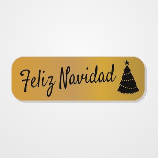 ETIQUETAS REGALO ADH. HOLOGRAFICAS ROLLO  250 uds. 45x15  FELIZ NAVIDAD  ORO
