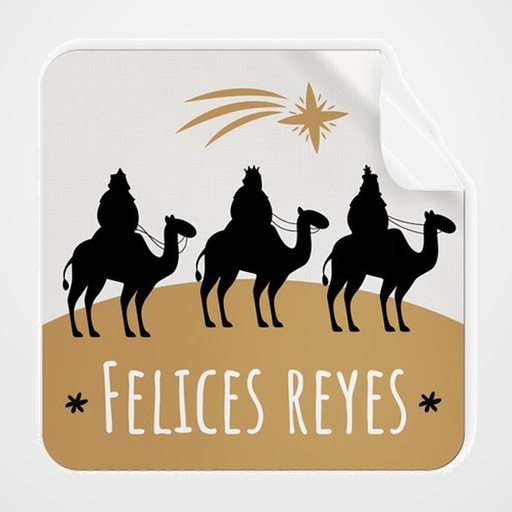 ETIQUETAS REGALO ADH. ROLLO  250 uds. CUADRADAS 40x40 NAVIDAD  FELICES REYES