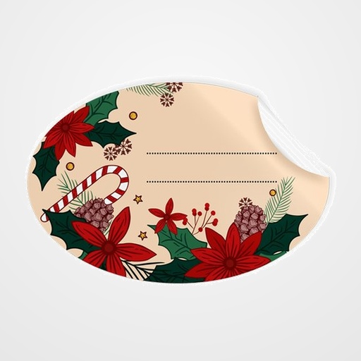 ETIQUETAS REGALO ADH. ROLLO  250 uds. OVALADAS 60x40 NAVIDAD  PASCUEROS
