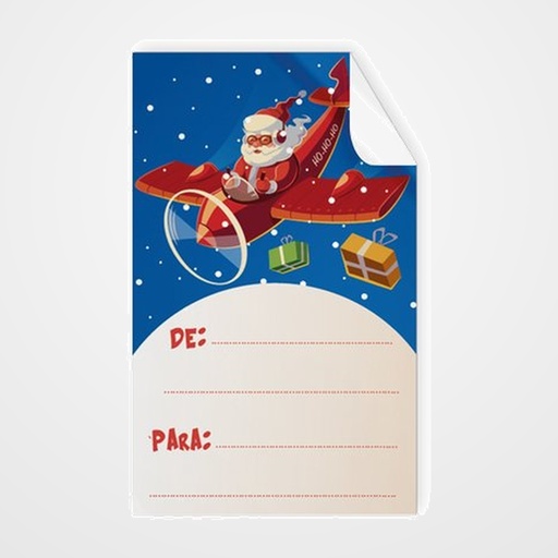 ETIQUETAS REGALO ADH. ROLLO  250 uds. 50x30 NOMBRES NAVIDAD AVION PAPA NOEL