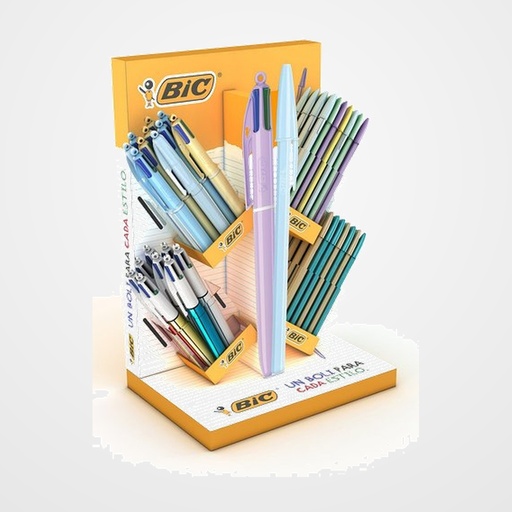 EXPOSITOR BIC CRISTAL / 4 COLORES SURTIDO DE 104 40x CRISTAL PASTEL 40x CRISTAL GLACE 12x 4 COLORES PASTEL 12x 4 COLORES SHINE